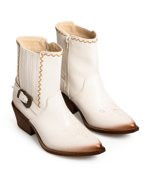 Botín Vaquero Latte Western Hebilla 8062